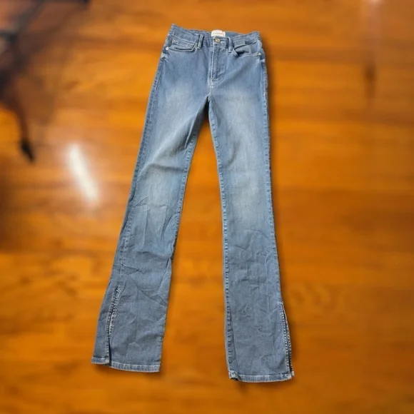 Frame Le Super High Mini Boot Slit-Hem Jeans In Danbury 26 - Picture 2 of 12